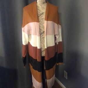 Extra long color block cardigan sweater XXL